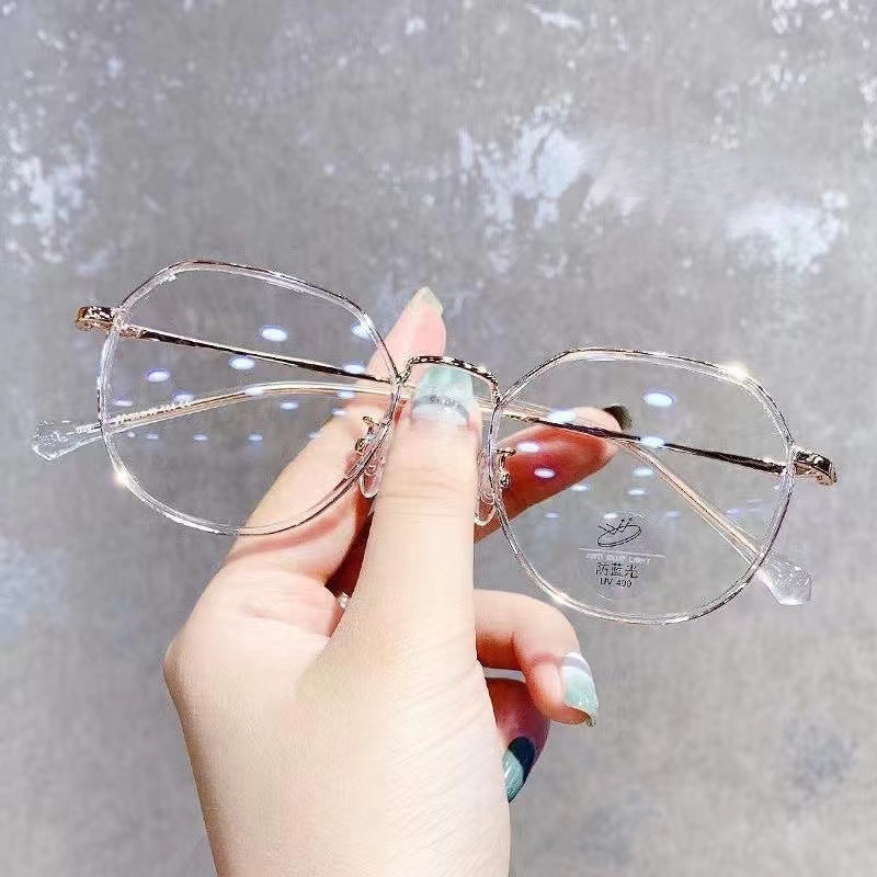 แว่นตาสายตาสั้น-แว่นสายตาสั้น-50-600-กรอบโลหะใส-ทรงวงรี-เบาพิเศษ-สีดํา-แฟชั่นสําหรับผู้หญิง-แว่นกลม