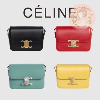 Shopee ถูกที่สุด 🔥100% ของแท้ 🎁Celine Brand New TEEN TRIOMPHE Shiny Cow Leather Handbag