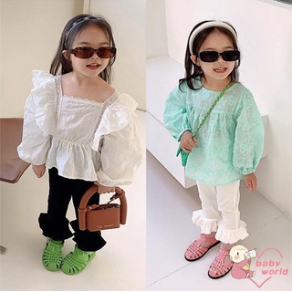 กางเกงขายาวลําลอง เข้ารูป แต่งลูกไม้ สีพื้น สไตล์เกาหลี สําหรับเด็กผู้หญิง