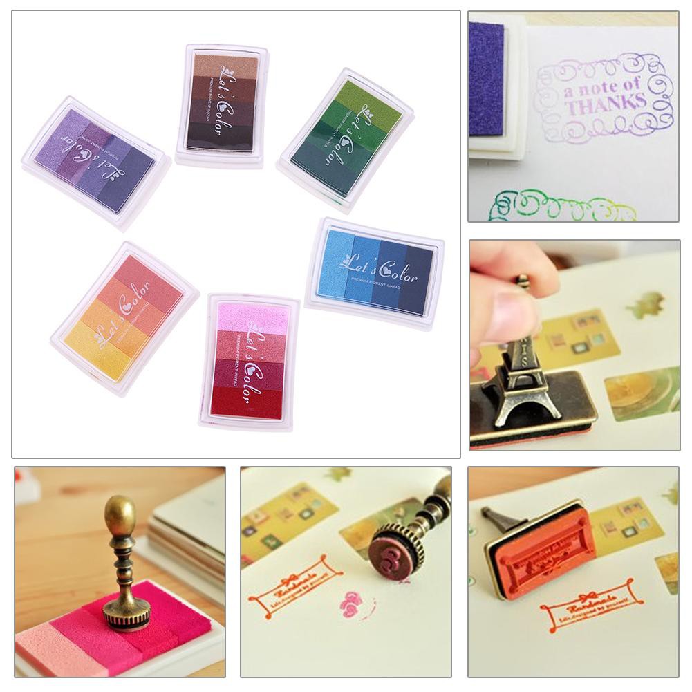 ภาพหน้าปกสินค้า*4 Colors Gradient Inkpad DIY Stamp Colored Ink Pad Kids Printing Stationery