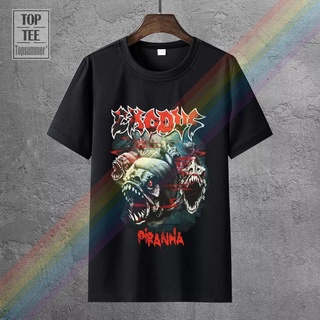 เสื้อยืด พิมพ์ลาย Exodus Piranha สีดํา สไตล์คลาสสิก พลัสไซซ์ เหมาะกับของขวัญวันเกิดวันพ่อ สําหรับผู้ชาย