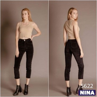 กางเกงยีนส์สีดำผ้าลูกฟูก งานป้าย​ Nina ไซส์แอล