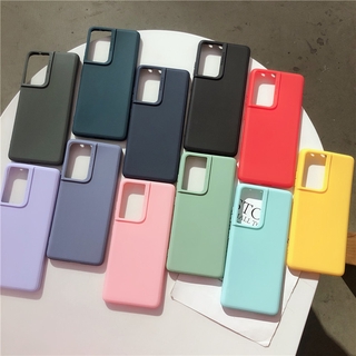 เคสโทรศัพท์ แบบซิลิโคน TPU นิ่ม สัมผัสเหมือนผิวหนัง สีพื้น สไตล์เรียบง่าย รุ่นใหม่ สำหรับ Samsung Galaxy S21 S21+ S21 Ultra 5G 2021