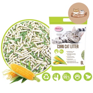 สินค้า Corn Cat Litter 6L ทรายแมว ทรายข้าวโพด  ย่อยสลายได้ดี ไร้ฝุ่น99%