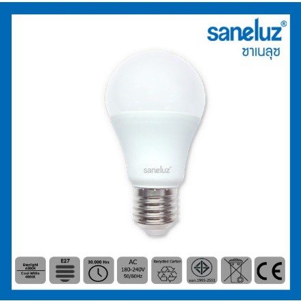 หลอดไฟแอลอีดี-led-e27-bulb-12w-มีแสงให้เลือกแสงขาวและแสงวอร์ม-ยี่ห้อ-saneluz-สินค้ามี-มอก-50-หลอด