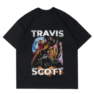 เสื้อยืดสีขาวGILDAN เสื้อยืดแขนสั้น ผ้าฝ้าย พิมพ์ลาย Travis Scott Rapper Merch สไตล์วินเทจ โอเวอร์ไซซ์ 24s 20s 30s สําหร