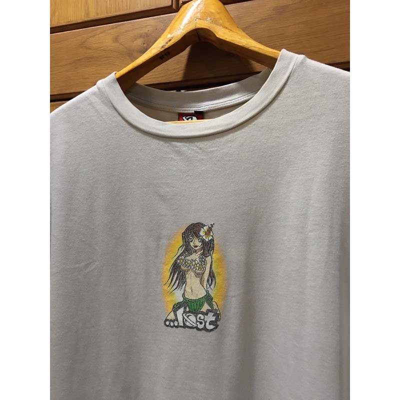 เสื้อยืดผ้าฝ้ายพิมพ์ลายแฟชั่นเสื้อยืดสเก็ตมือสอง-vintage-90s-lost-enterprises-hawaii-girl-size-2xl-มือ2