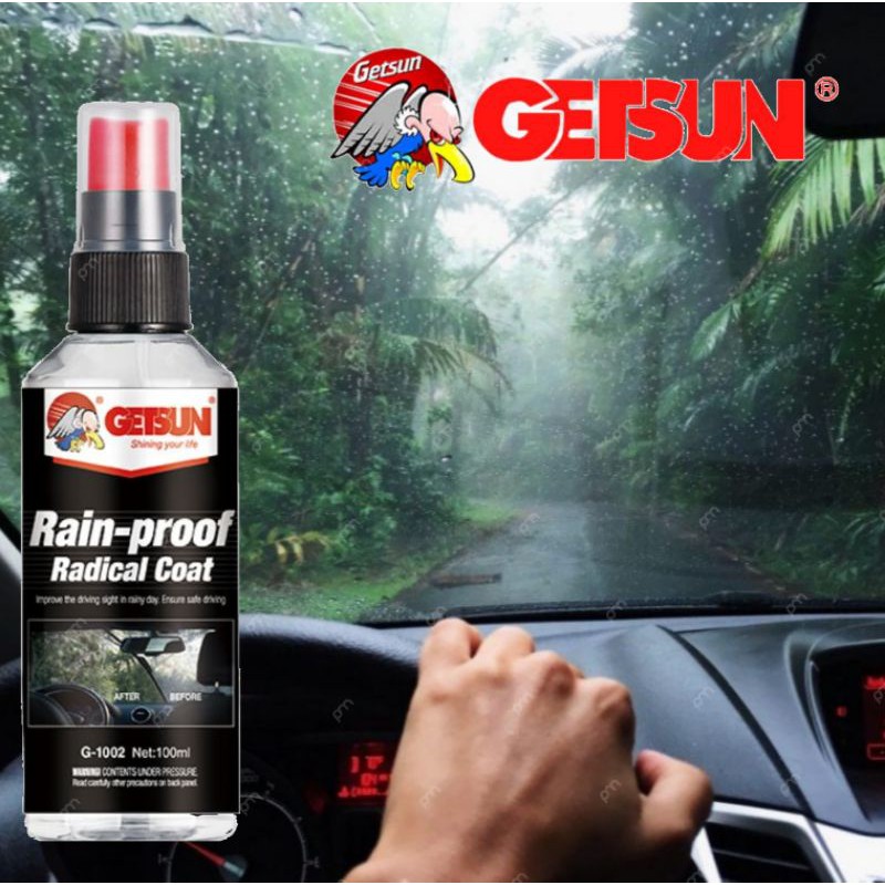 ภาพหน้าปกสินค้าGetsun Rain-Proof Radical Coat น้ำยาเคลือบกระจกรถ ไล่น้ำ กันน้ำ กันน้ำเกาะ กระจกรถยนต์ หมวกกันน็อค