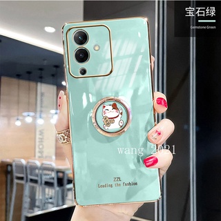New Phone Case Infinix Note 12 Pro 4G 5G Note 12 VIP Hot 12Pro 11 2022 เคส Casing Electroplating Straight Edge with Cat Stand Protective Soft Case เคสโทรศัพท์