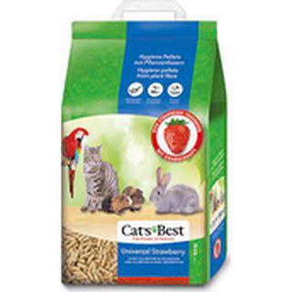 ( ถุงสีฟ้า ) Cat’s best Universal Strawberry ขนาด 10 L. ทรายกลิ่นสตรอเบอร์รี่ สำหรับแมว และสัตว์เลี้ยงชนิดพิเศษ (5.5 kg)