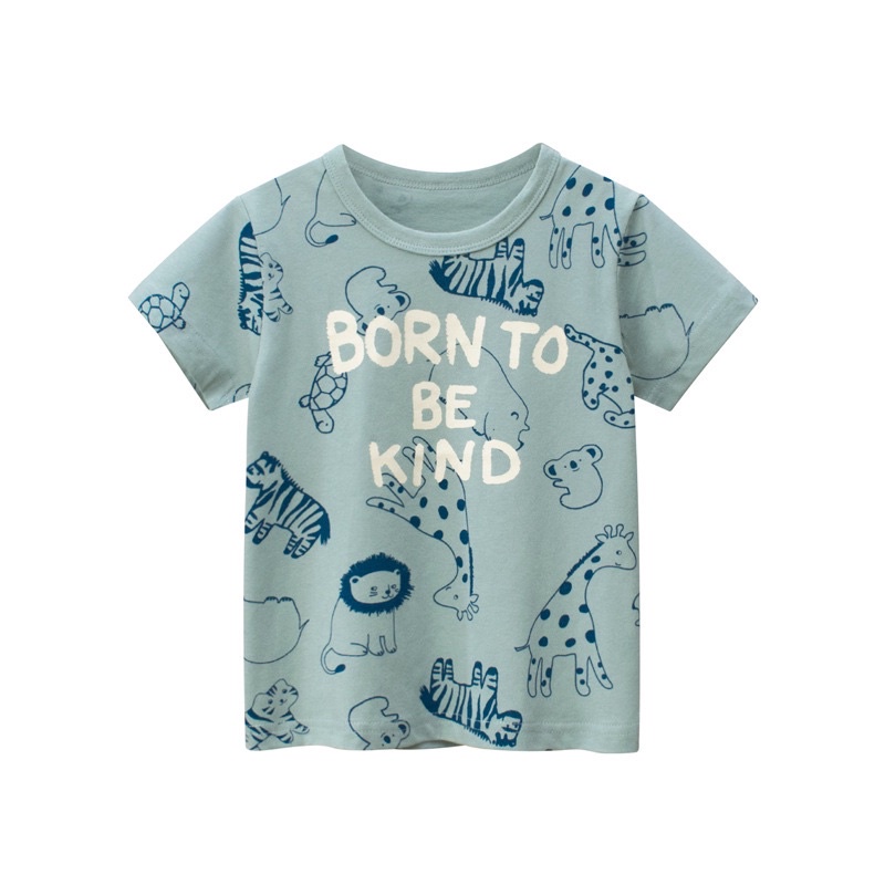 9802-27kids-เสื้อยืดเด็ก-born-to-be-kind-เขียวหม่น