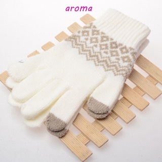 Aroma ถุงมือถัก หน้าจอสัมผัส ให้ความอบอุ่น แฟชั่นสําหรับผู้หญิง