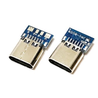 สินค้า Spmh Micro Usb Type-C 16 Pin Female อุปกรณ์เชื่อมต่อแจ็คบัดกรี 180 Vertical Shield 2ชิ้น