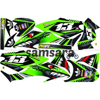 สติกเกอร์ ลายฉลาม สีเขียว สําหรับติดตกแต่งรถจักรยานยนต์ HIJAU Kawasaki Klx Bf 150