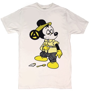 เสื้อยืดโอเวอร์ไซส์เสื้อยืดแขนสั้นลําลอง คอกลม ผ้าฝ้าย พิมพ์ลาย Mickey Shooting Dope สไตล์เกาหลี สําหรับผู้ชายS-3XL