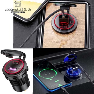 Pd Type C Usb Car Charger และ Qc 3.0 Quick Charger 12V Power Outlet Socket พร้อมสวิตช์เปิด / ปิด สําหรับรถจักรยานยนต์ Rv Atv, สีแด