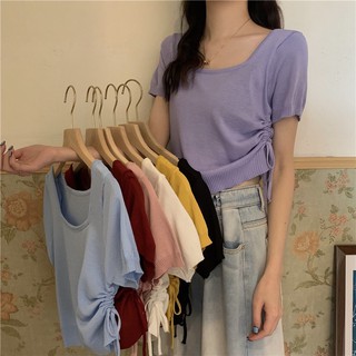 เสื้อไหมพรมแขนสั้น แฟชั่นหน้าร้อน ใส่สบายแบบน่ารัก