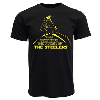 เสื้อยืดสีขาวเสื้อยืด ผ้าฝ้าย พิมพ์ลายกราฟิก Darth Vader Pittsburgh Steelers Power Jersey เหมาะกับของขวัญคริสต์มาส สําหร