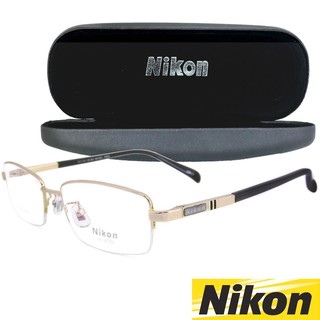 Nikon แว่นตา รุ่น NC-1338 C-1 สีทอง กรอบแว่นตา Eyeglass frame ( สำหรับตัดเลนส์ ) ทรงสปอร์ต วัสดุ สแตนเลสสตีล