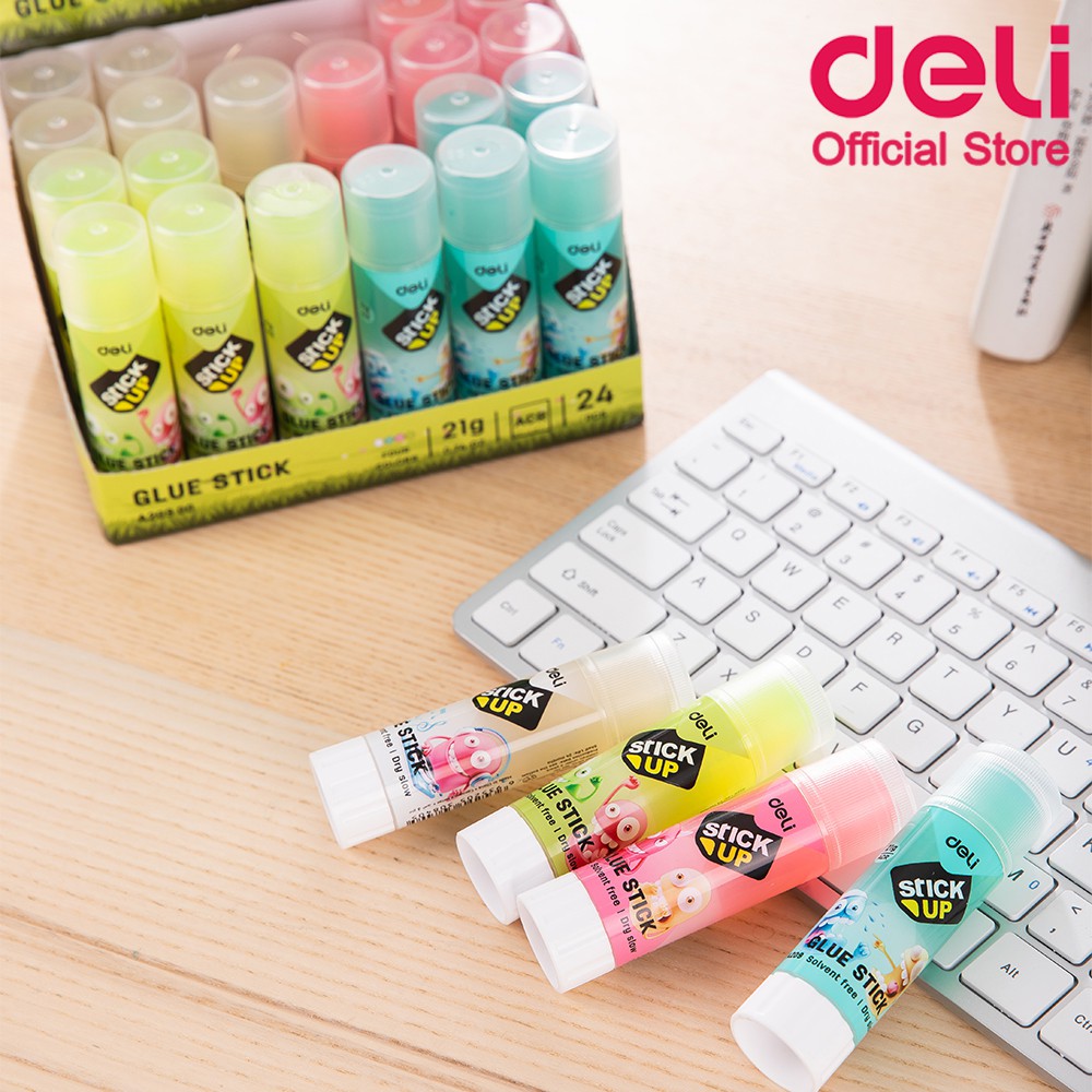 deli-a20900-pvp-glue-stick-กาวแท่ง-ขนาด-21-ml-สีใส-สะดวก-ปลอดสารพิษ-สำหรับเด็ก-ลายการ์ตูน-คละสี-1-ชิ้น-กาวแท่งpvp-กาว