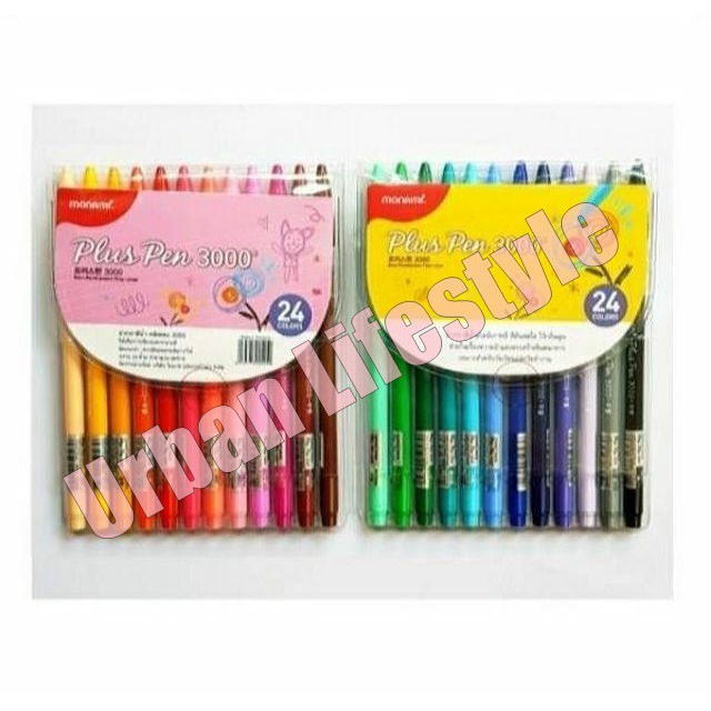 monami-plus-pen-3000-โมนามิ-ปากกาสีน้ำ-พลัส-เพน-3000-ชุด-12-24-36-สี-ซองพลาสติก