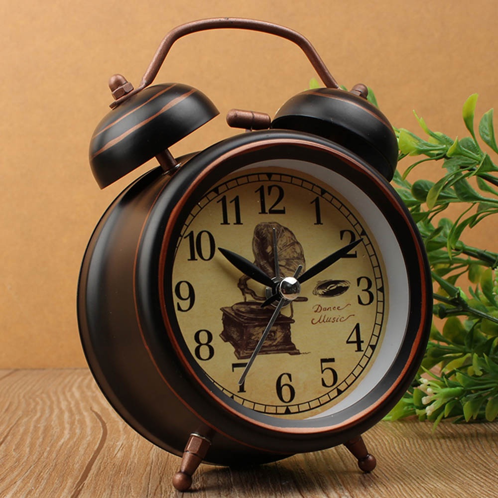 นาฬิกาปลุกโลหะ-สไตล์วินเทจ-ย้อนยุค-ยุโรป-เข็มปิดเสียง-ติดข้างเตียง-นาฬิกาตั้งโต๊ะ-กระดิ่งแหวนเตียง
