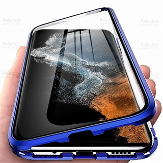 360° Magnetic Flip Case For Samsung Galaxy S22 Ultra Double Sided Tempered Glass Phone Cover S22Ultra 5G S22 Plus Coque