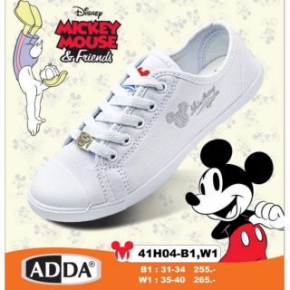 สินค้า ADDA 41H04-41H17 รองเท้าผ้าใบนักเรียน​ ผูกเชือก​ ลายมิกกี้เมาส์​+สนูปปี้​  MICKEY MOUSE + SNOOPY