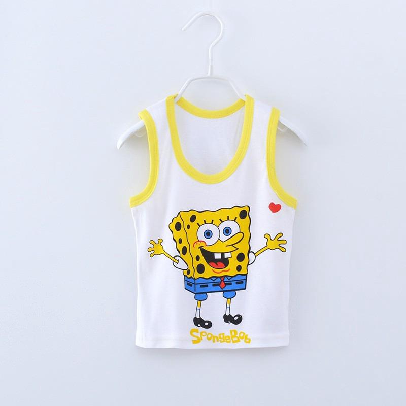 เสื้อยืด ผ้าฝ้าย พิมพ์ลายการ์ตูน Spongebob น่ารัก แฟชั่นฤดูร้อน สําหรับเด็กผู้ชาย