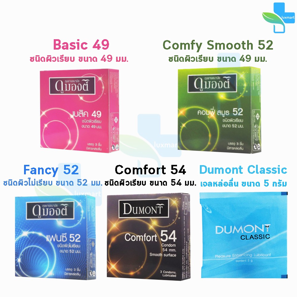 ภาพหน้าปกสินค้าDumont condom (3 ชิ้น/กล่อง)  ถุงยางอนามัย ดูมองต์ Basic เบสิค Comfy คอมฟี่ Fancy แฟนซี Comfort คอมฟอร์ท Gel จากร้าน medicalsupport บน Shopee