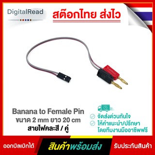 Banana to Female Pin ขนาด 2mm ยาว 20cm สายไฟคละสี / คู่