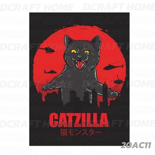 ลาย สติกเกอร์ ชิคๆ คูลๆ ตัวรีดร้อนติดเสื้อ แคทสิล่า CATZILLA