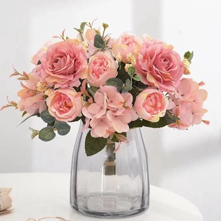 แจกันดอกไม้ประดิษฐ์ ดอกกุหลาบ เกล็ดหิมะ ช่อดอกกุหลาบ แฮนด์เมด 1 ช่อ สําหรับตกแต่งบ้าน งานแต่งงาน