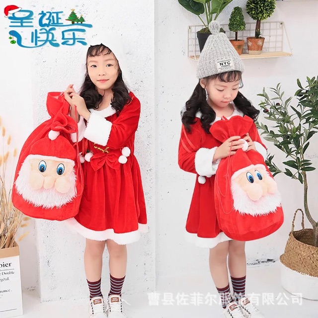 ชุดคริสต์มาส-ถักโบว์ทอง-คาดผม-คฑา-เดรสแซนตี้-christmas-dress