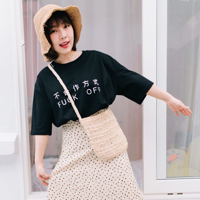 เสื้อยืดพิมพ์ลายแฟชั่น-เสื้อoversize-fu-k-off-ถ่ายจากสินค้าจริง