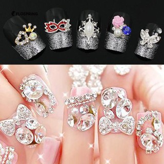 10Pcs 3D โลหะผสม Rhinestone รูปลอก Glitters สติ๊กเกอร์เล็บเคล็ดลับศิลปะเคล็ดลับ DIY Decorations