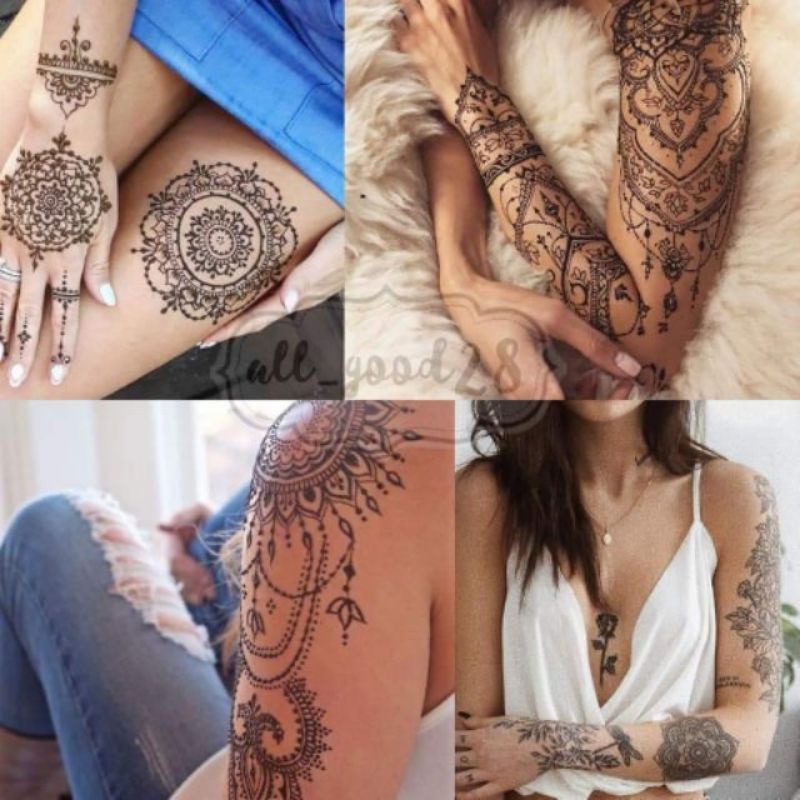 พร้อมส่ง-สติ๊กเกอร์รอยสักเฮนน่า-แทททูเฮนน่า-henna-tattoo-8