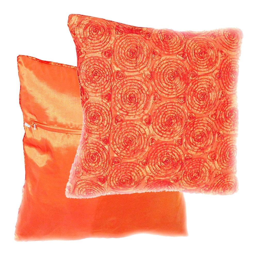 A7 Thai Silk Pillow Covers ปลอกหมอนอิง ไหมไทยลายดอกกุหลาบ 16×16 นิ้ว 1 ใบ สีส้ม Shopee Thailand