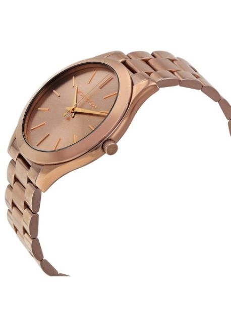 นาฬิกาข้อมือสุภาพสตรี-michael-kors-womens-mk3418-slim-runway-brown-stainless-steel-watch
