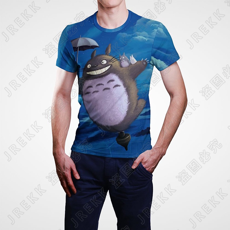 เสื้อยืดแขนสั้นลําลอง-พิมพ์ลายการ์ตูนอนิเมะ-studio-ghibli-totoro-3-มิติ-แฟชั่นฤดูร้อน-สําหรับผู้ชาย-และผู้หญิง-2023