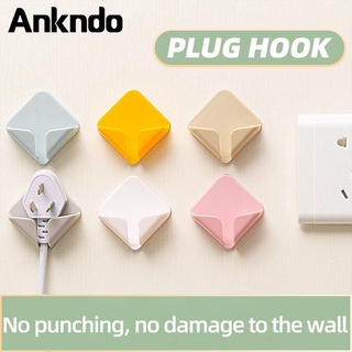 Ankndo ปลั๊กไฟ ตะขอครัว ไร้รอยต่อ กาวแข็งแรง ปลั๊กไฟฟ้า สติกเกอร์ติดผนัง
