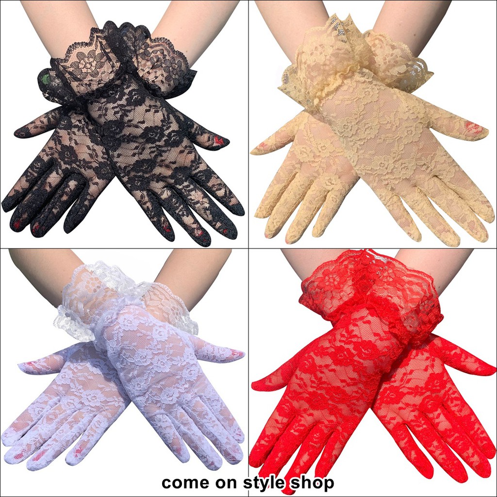 ภาพหน้าปกสินค้าถุงมือผ้าลูกไม้ ข้อมือ ถุงมือเจ้าสาว ออกงาน การแสดง วินเทจ ปาร์ตี้ wedding lace glove good quality