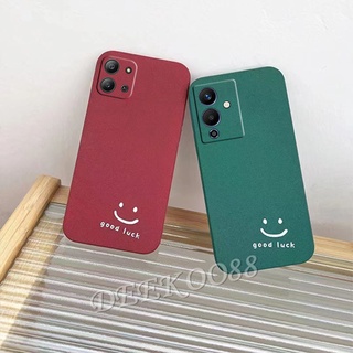 เคสโทรศัพท์มือถือ Infinix Note 12 Pro 5G 4G Hot 11 2022 New Phone Case Matte Slim  Softcase Solid Color Smiling Face Handphone Casing Couple Red Black Back Cover Note12 12Pro Hot11