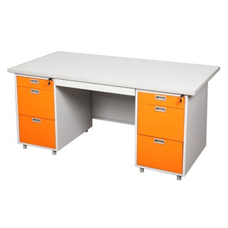 Desk STEEL DESK LUCKY WORLD DL-52-33 159.5CM ORANGE Office furniture Home &amp; Furniture โต๊ะทำงาน โต๊ะทำงานเหล็ก LUCKY WOR