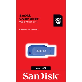 ภาพขนาดย่อของภาพหน้าปกสินค้าSanDisk CRUZER BLADE USB แฟลชไดร์ฟ 32GB Blue, USB2.0 (SDCZ50-032G-B35BE สีน้ำเงิน) จากร้าน sandisk_thailand_officialshop บน Shopee