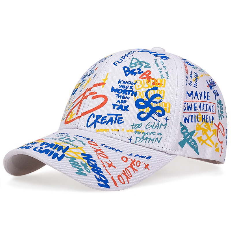 หมวกเบสบอล-ผ้าฝ้าย-พิมพ์ลายตัวอักษรกราฟฟิติ-สามารถปรับได้-แฟชั่นฤดูใบไม้ผลิ-สไตล์ฮิปฮอป-สําหรับผู้ชาย-และผู้หญิง