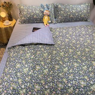 ผ้าห่มขนาดเล็กลายดอกไม้สไตล์อเมริกันชุดเครื่องนอนที่งดงามผ้าปูที่นอน 4 ชิ้นผ้าปูที่นอนสามชิ้น