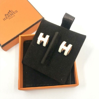 NEW HERMES EARRING ขาวอะไหล่โรสโกล