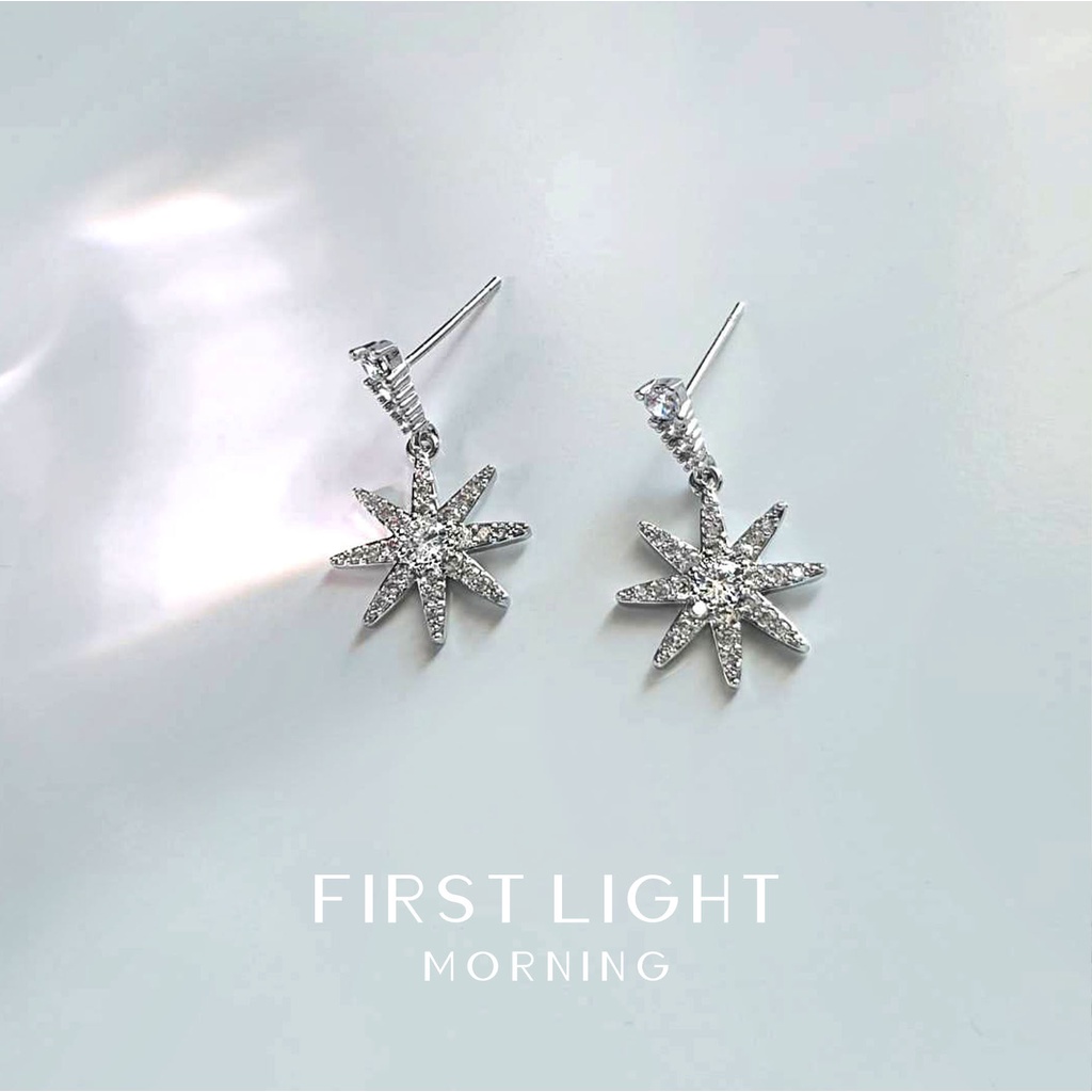 first-light-morning-stardust-earrings-ต่างหูคริสตัล-ต่างหูดวงดาว-snowflake-ต่างหูแป้น-ต่างหูแฟชั่น