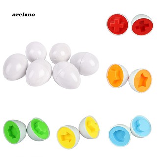 AE♥6 Pcs Basic Egg Shape and Color Cognitive Puzzle Game Learning Educational Toys